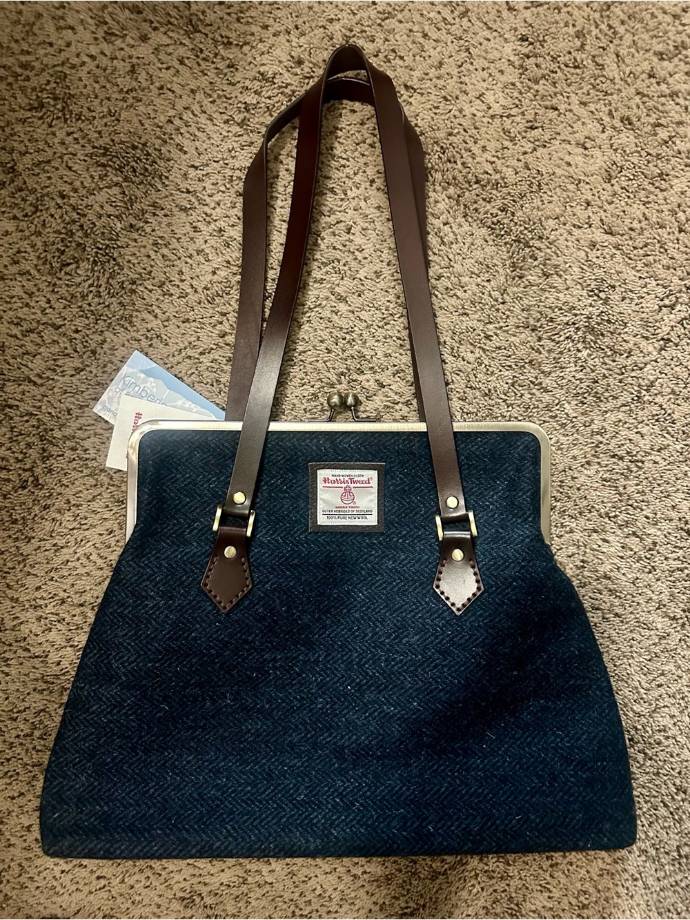 Harris Tweed bag with Brown Leather Straps